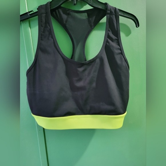 Black and Yellow Sports Bra with Racerback Design - Picture 1 of 5